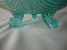 Load image into Gallery viewer, Vintage Fenton Aqua Blue Opalescent Glass Footed Rose Bowl
