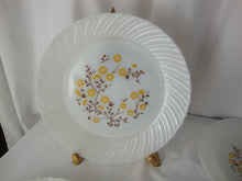Load image into Gallery viewer, Vintage Termocrisa Milk Glass Lunch Plates Set of 5 Gold with Brown Leaves Flowers Motif

