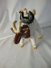 Load image into Gallery viewer, Lynn Bailey Pottery White Brown Bull Cow Double Chicken Animal Stack on Back
