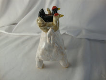 Load image into Gallery viewer, Lynn Bailey Pottery White Brown Bull Cow Double Chicken Animal Stack on Back
