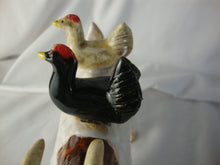 Load image into Gallery viewer, Lynn Bailey Pottery White Brown Bull Cow Double Chicken Animal Stack on Back
