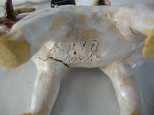 Load image into Gallery viewer, Lynn Bailey Pottery White Brown Bull Cow Double Chicken Animal Stack on Back
