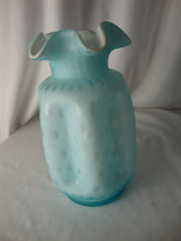 Load image into Gallery viewer, Vintage Fenton Powder Blue Overlay Matte Optic Bubble Pinched Vase 8"
