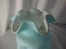 Load image into Gallery viewer, Vintage Fenton Powder Blue Overlay Matte Optic Bubble Pinched Vase 8"
