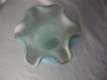 Load image into Gallery viewer, Vintage Fenton Powder Blue Overlay Matte Optic Bubble Pinched Vase 8"
