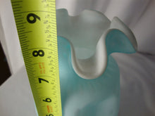 Load image into Gallery viewer, Vintage Fenton Powder Blue Overlay Matte Optic Bubble Pinched Vase 8"
