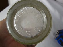 Load image into Gallery viewer, 1949 Dr Pepper 6.5 Ounce Clock Face Back Glass Laurens Glass Works Stamped Greenville SC Bottom
