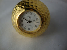 Load image into Gallery viewer, Chass Gold Tone Metal Battery Operating Golf Ball Small Paperweight Clock
