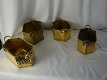 Load image into Gallery viewer, Vintage Brass Handled Angular Nesting Planters Set of 4
