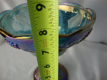 Load image into Gallery viewer, Vintage Blue Carnival Harvest Grape Motif Footed Candy Dish with Lid
