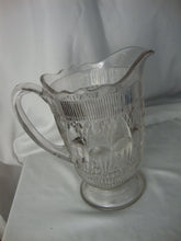 Load image into Gallery viewer, Antique McKee Clear Glass Parachute Rabbit Tracks Pattern Footed Water Pitcher
