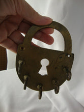 Load image into Gallery viewer, Vintage Brass Padlock Shape Small Wall Mount Key Holder 5 Hooks
