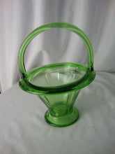 Load image into Gallery viewer, Vintage Heisey Glass Moongleam Vaseline Green Double Panel Footed Basket #417
