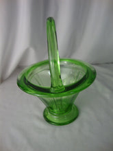 Load image into Gallery viewer, Vintage Heisey Glass Moongleam Vaseline Green Double Panel Footed Basket #417
