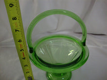 Load image into Gallery viewer, Vintage Heisey Glass Moongleam Vaseline Green Double Panel Footed Basket #417
