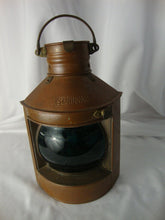 Load image into Gallery viewer, Vintage Starboard Copper Oil Boat Lamp with Blue Green Globe Glass Lantern
