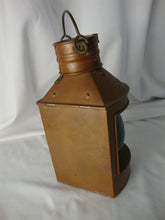 Load image into Gallery viewer, Vintage Starboard Copper Oil Boat Lamp with Blue Green Globe Glass Lantern
