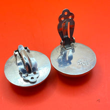 Load image into Gallery viewer, Earrings, Sterling Silver, Round Domes with Slots, Hollow. Clip Ons
