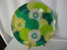 Load image into Gallery viewer, MCM Crazy Daisy Blue Green Fiberglass Round Serving Tray
