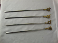 Load image into Gallery viewer, Vintage Turkish Brass Metal BBQ Kebob Skewers Farm Animal Handles Set of 4
