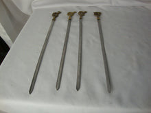 Load image into Gallery viewer, Vintage Turkish Brass Metal BBQ Kebob Skewers Farm Animal Handles Set of 4
