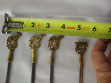 Load image into Gallery viewer, Vintage Turkish Brass Metal BBQ Kebob Skewers Farm Animal Handles Set of 4
