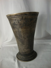 Load image into Gallery viewer, Vintage Metal Bronzed Look Leaf Motif Heavy Flared Flower Vase

