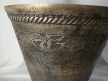 Load image into Gallery viewer, Vintage Metal Bronzed Look Leaf Motif Heavy Flared Flower Vase
