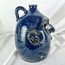 Load image into Gallery viewer, Large Double-Signed Marvin Bailey Blue 7-Tooth Face Jug
