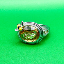 Load image into Gallery viewer, Vintage Victoria Wieck Sterling Silver Enamel Bee Citrine Ring, Size 7.25
