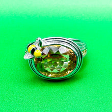 Load image into Gallery viewer, Vintage Victoria Wieck Sterling Silver Enamel Bee Citrine Ring, Size 7.25
