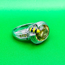 Load image into Gallery viewer, Vintage Victoria Wieck Sterling Silver Enamel Bee Citrine Ring, Size 7.25
