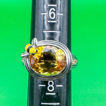 Load image into Gallery viewer, Vintage Victoria Wieck Sterling Silver Enamel Bee Citrine Ring, Size 7.25
