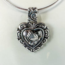 Load image into Gallery viewer, Vintage Sterling Silver Praying Hands Heart Pendant, Pendant Only, No Chain
