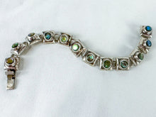 Load image into Gallery viewer, Vintage Sterling Silver &amp; Mother of Pearl Square Link Bracelet
