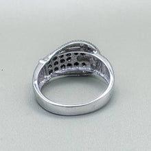 Load image into Gallery viewer, Vintage 10K White Gold Diamond Buckle Ring, Size 8
