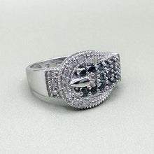 Load image into Gallery viewer, Vintage 10K White Gold Diamond Buckle Ring, Size 8
