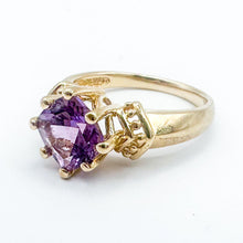 Load image into Gallery viewer, Vintage 10k Gold Cushion Cut Amethyst Ring, Size 8.25
