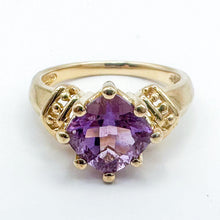 Load image into Gallery viewer, Vintage 10k Gold Cushion Cut Amethyst Ring, Size 8.25
