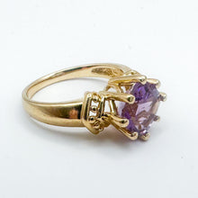 Load image into Gallery viewer, Vintage 10k Gold Cushion Cut Amethyst Ring, Size 8.25
