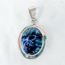 Load image into Gallery viewer, Vintage Sterling Silver and Lapis Lazuli Earring &amp; Pendant Set, No Chain
