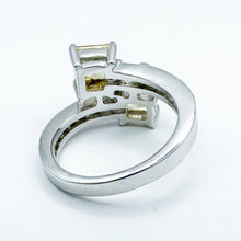 Load image into Gallery viewer, Vintage Sterling Silver Yellow &amp; White Cubic Zirconia Bypass Band Ring, Size 7.5
