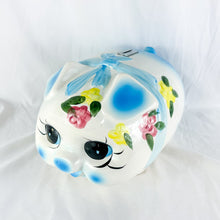 Load image into Gallery viewer, Vintage Large Blue &amp; White Ceramic Piggy Bank
