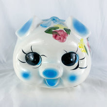 Load image into Gallery viewer, Vintage Large Blue &amp; White Ceramic Piggy Bank
