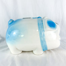 Load image into Gallery viewer, Vintage Large Blue &amp; White Ceramic Piggy Bank
