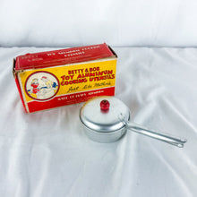 Load image into Gallery viewer, 1940&#39;s Betty &amp; Bob Toy Cooking Utensil&#39;s Aluminum Chicken Fryer with Original Box
