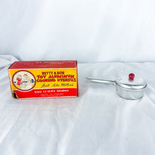 Load image into Gallery viewer, 1940&#39;s Betty &amp; Bob Toy Cooking Utensil&#39;s Aluminum Chicken Fryer with Original Box
