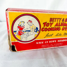 Load image into Gallery viewer, 1940&#39;s Betty &amp; Bob Toy Cooking Utensil&#39;s Aluminum Chicken Fryer with Original Box
