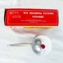 Load image into Gallery viewer, 1940&#39;s Betty &amp; Bob Toy Cooking Utensil&#39;s Aluminum Sauce Pan with Original Box
