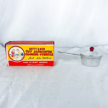 Load image into Gallery viewer, 1940&#39;s Betty &amp; Bob Toy Cooking Utensil&#39;s Aluminum Sauce Pan with Original Box
